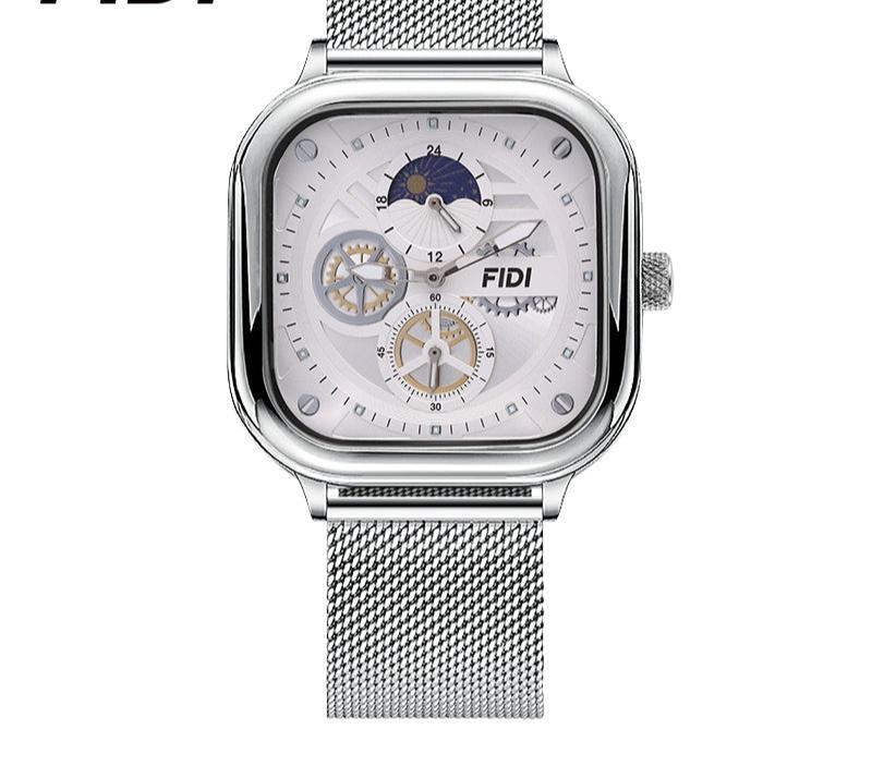 FD108-SV, Silver, Men's FIDI Automatic, Multi-Function Watch, Mechanical watch, Stainless Steel.