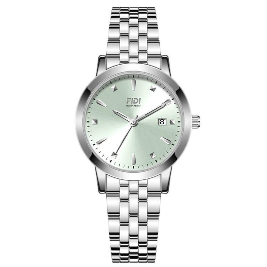 Roman Numeral, Women's Watch FD105-GR, Silver And Green, FIDI Quartz Movement, Stainless Steel.