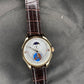 Teeflyer World Time and Moon Phase Unisex Men and Women Quartz Watch design in brown leather strap