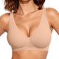 OEAK Womens Jelly Bras Wireless Deep V Bralette Comfy Push Up Tshirt Bras Accessories