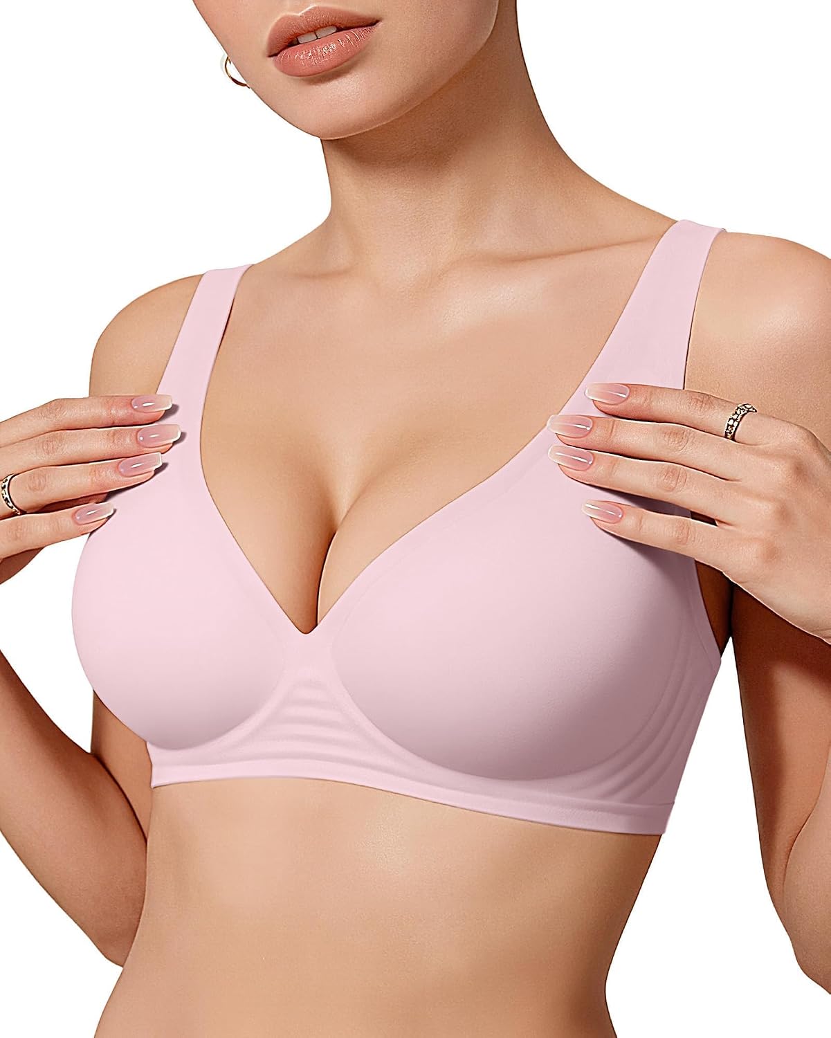 OEAK Womens Jelly Bras Wireless Deep V Bralette Comfy Push Up Tshirt Bras Accessories