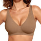 OEAK Womens Jelly Bras Wireless Deep V Bralette Comfy Push Up Tshirt Bras Accessories
