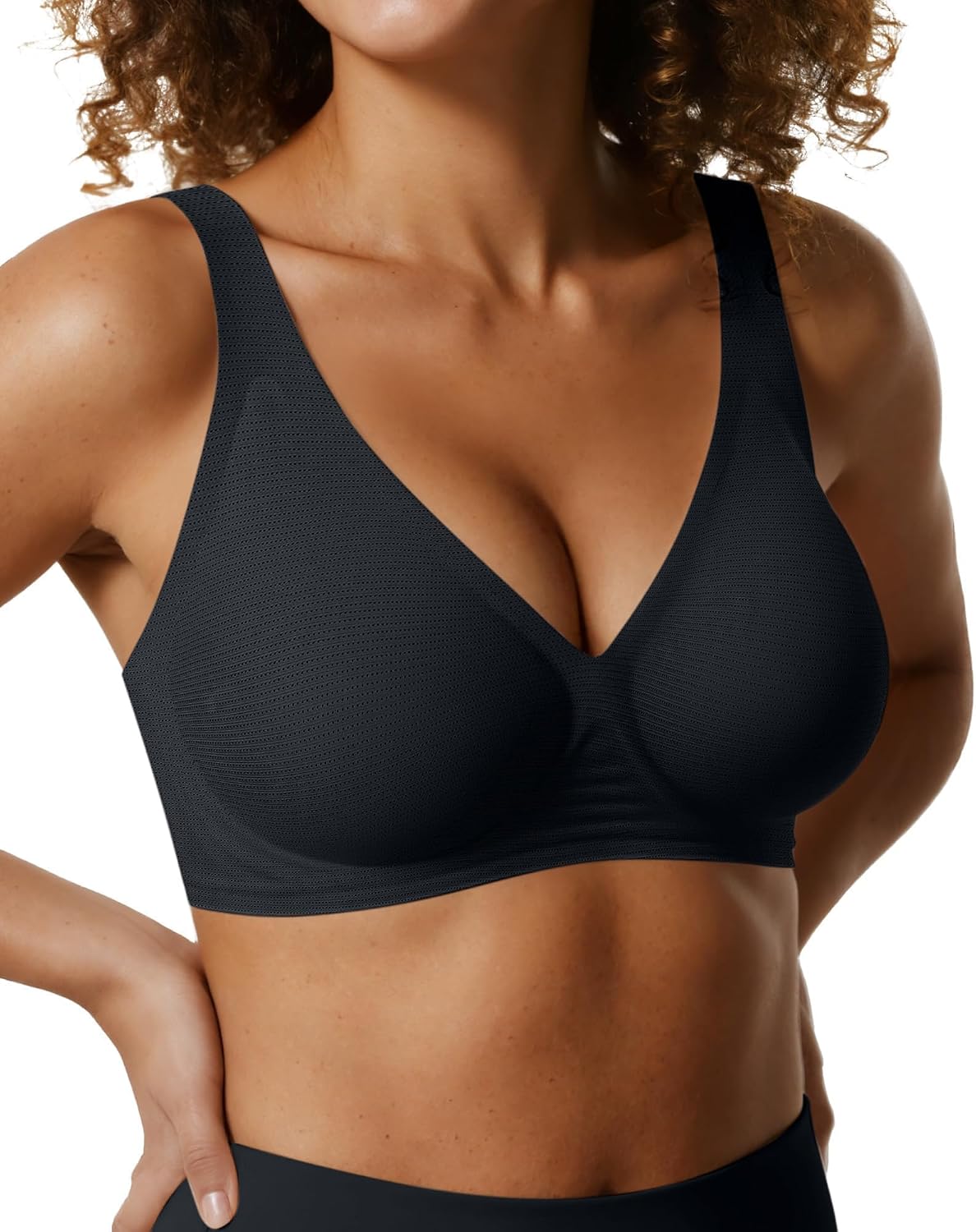 OEAK Womens Jelly Bras Wireless Deep V Bralette Comfy Push Up Tshirt Bras Accessories