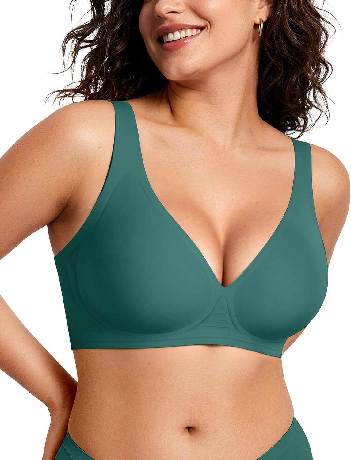 OEAK Womens Jelly Bras Wireless Deep V Bralette Comfy Push Up Tshirt Bras Accessories