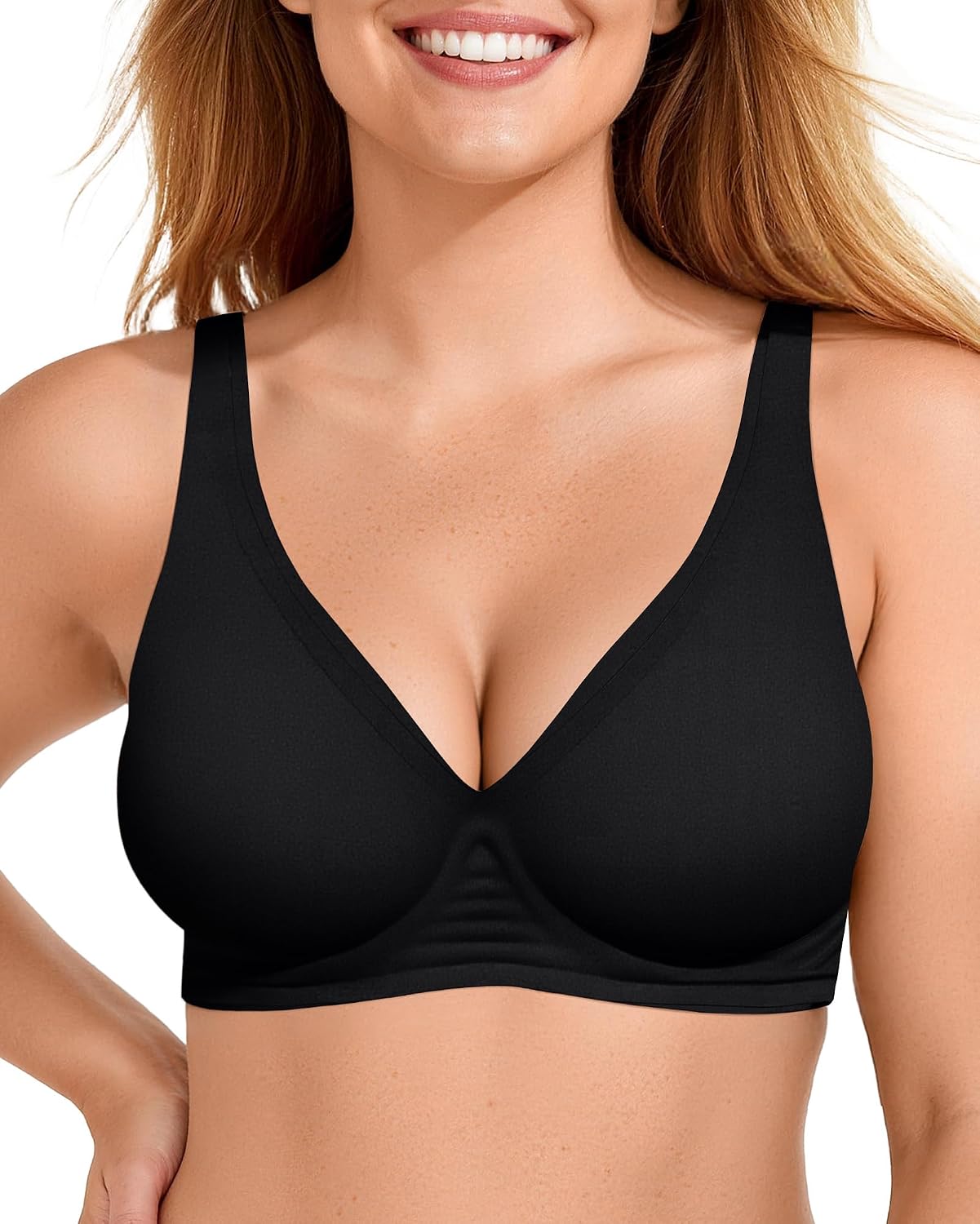 OEAK Womens Jelly Bras Wireless Deep V Bralette Comfy Push Up Tshirt Bras Accessories