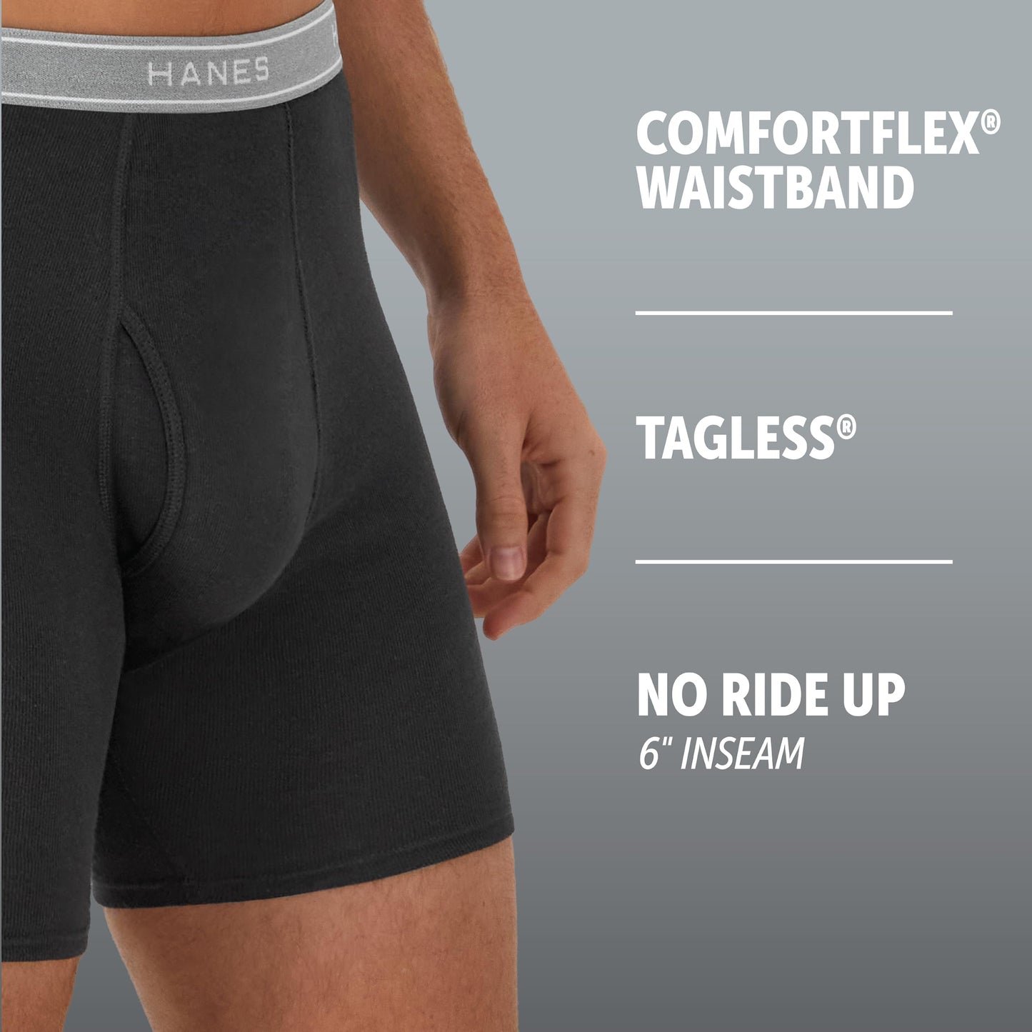 Hanes mens Underwear Boxer Briefs Pack, Cool & Breathable Cotton Moisture-wicking Underwear for Men, No Ride Up