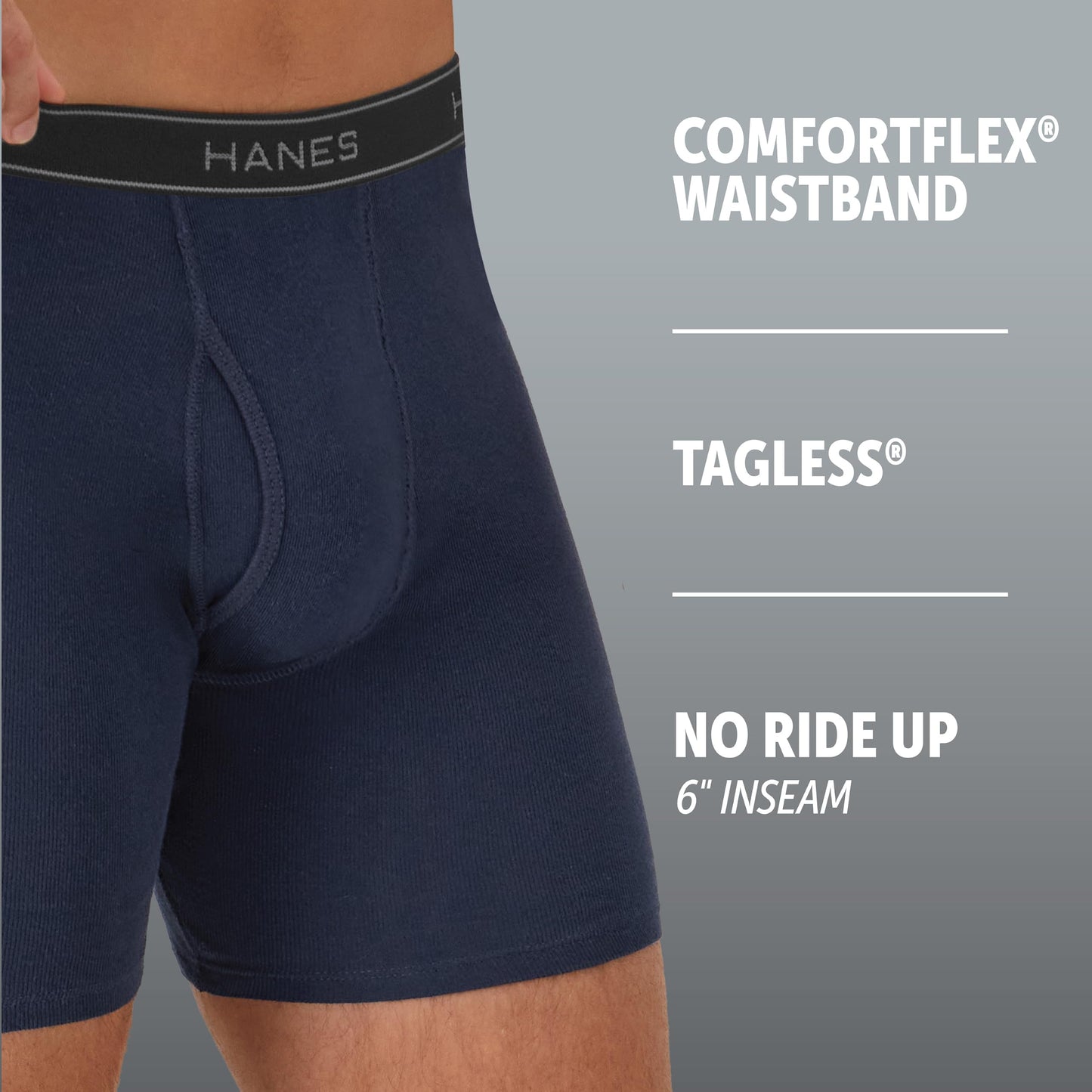 Hanes mens Underwear Boxer Briefs Pack, Cool & Breathable Cotton Moisture-wicking Underwear for Men, No Ride Up