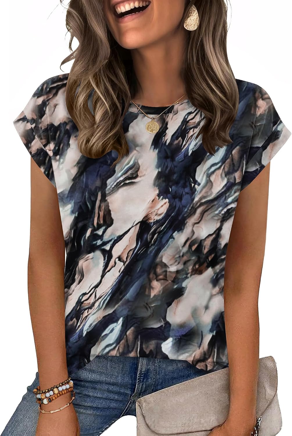 Zeagoo Womens Tops Summer Casual Cap Sleeve Tshirts Shirts Business Blouses