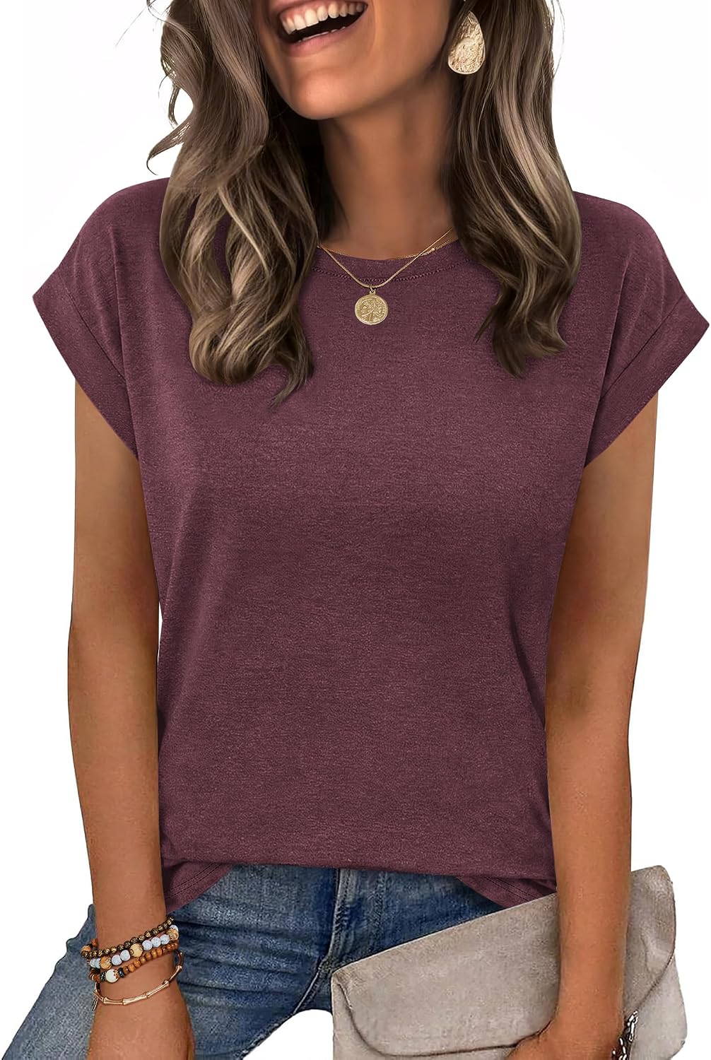 Zeagoo Womens Tops Summer Casual Cap Sleeve Tshirts Shirts Business Blouses