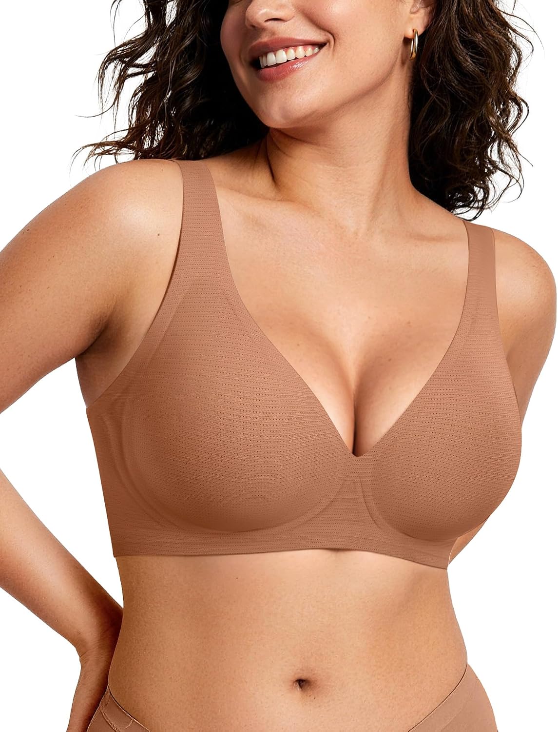OEAK Womens Jelly Bras Wireless Deep V Bralette Comfy Push Up Tshirt Bras Accessories