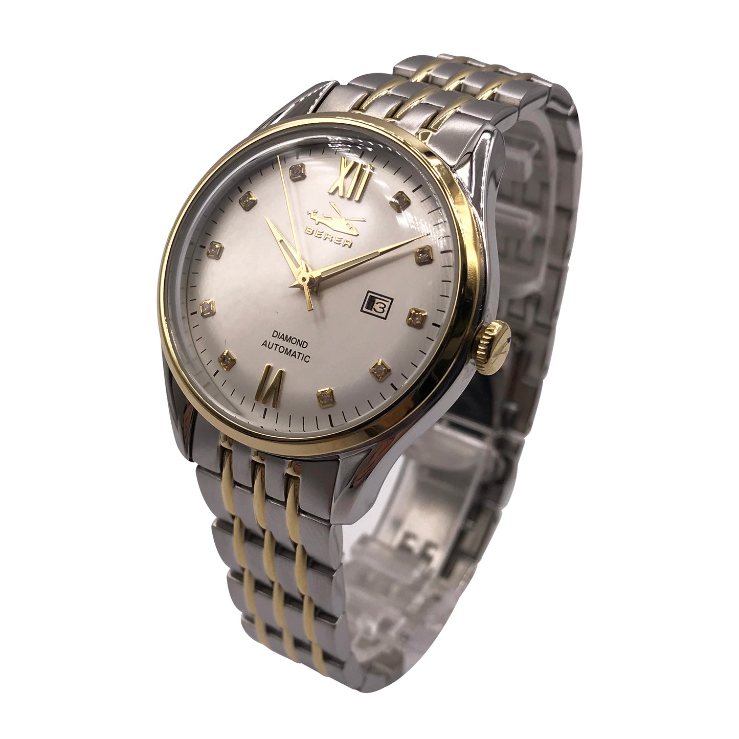 Berea Automatic Watch, BA004-0004SVGD-G, Silver + Yellow Gold And Diamond, 33 MM, Stainless Steel