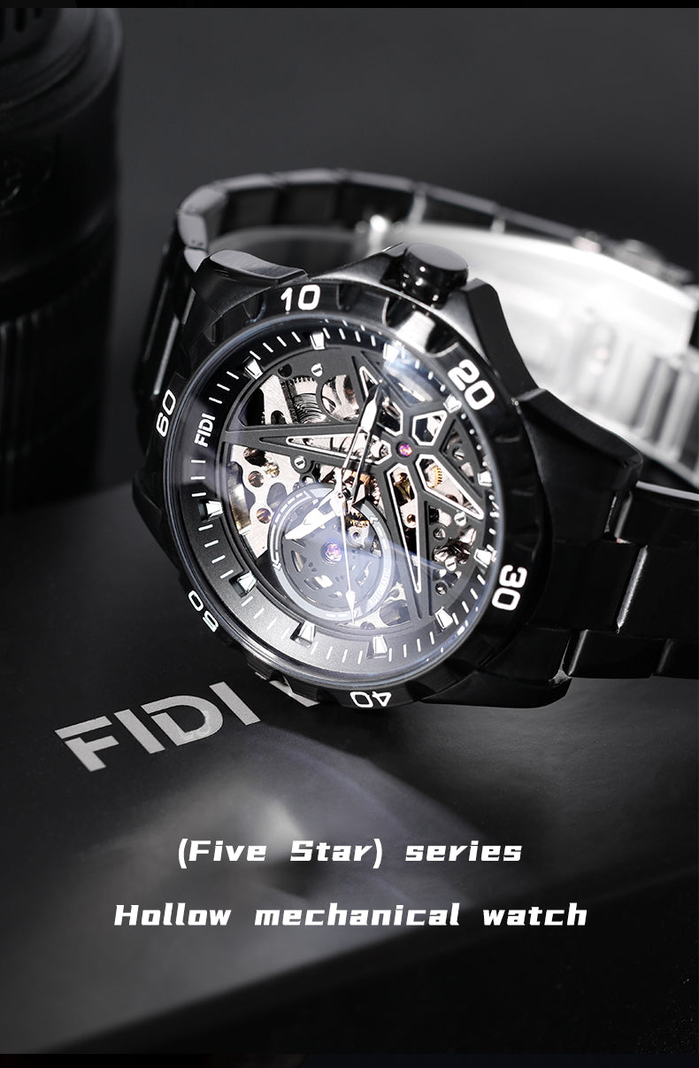 Black Men's FIDI Automatic, FD103-BK-P, Mechanical Movement watch, Stainless Steel.