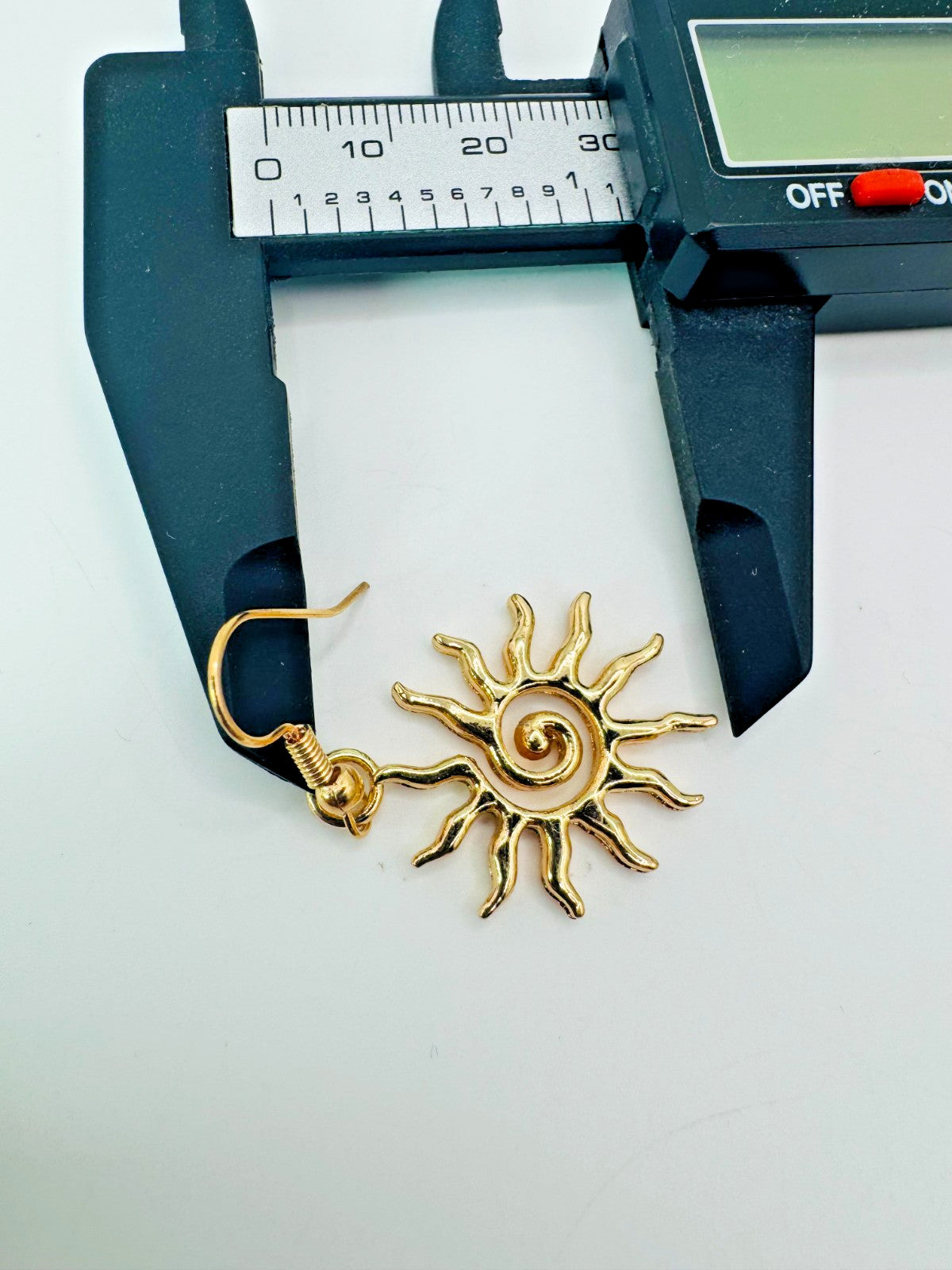 Bohemian Style Spiral Sun Swirl Gold plated Pendant Necklace & Hook Earrings Set