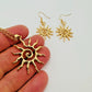 Bohemian Style Spiral Sun Swirl Gold plated Pendant Necklace & Hook Earrings Set
