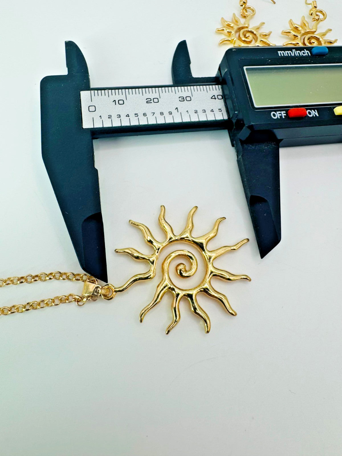 Bohemian Style Spiral Sun Swirl Gold plated Pendant Necklace & Hook Earrings Set