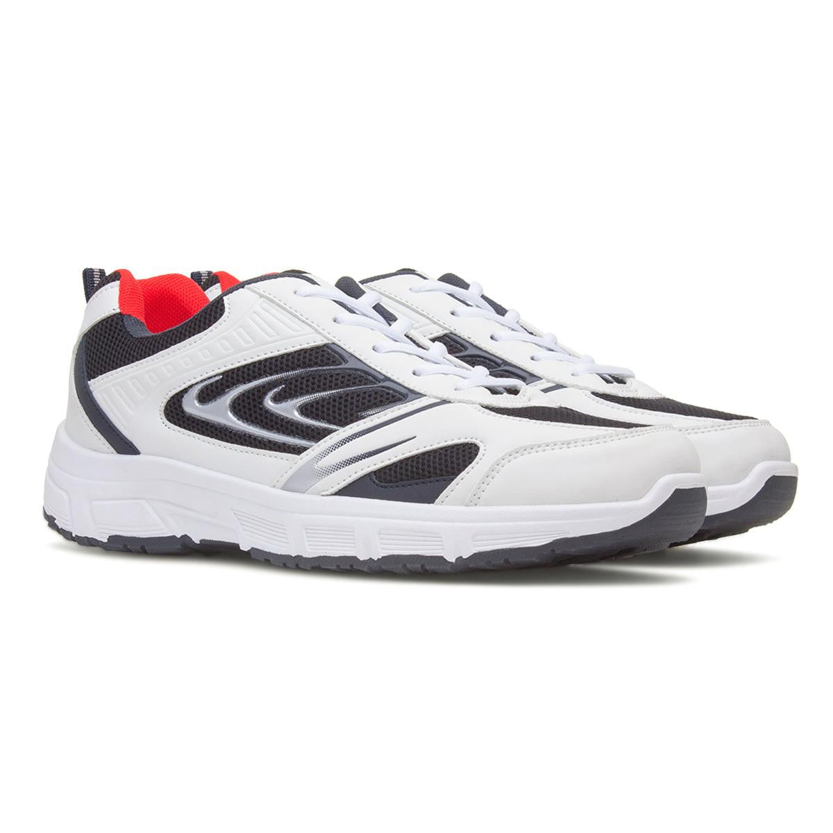 Mens Trainers White Adults Lace Up Navy Mesh Padded Ankle Collar Gripped SIZE