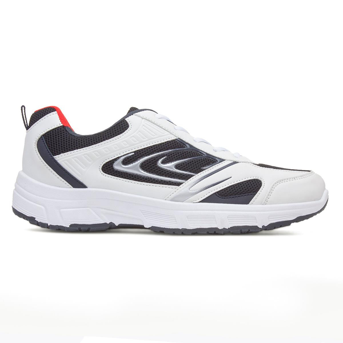 Mens Trainers White Adults Lace Up Navy Mesh Padded Ankle Collar Gripped SIZE