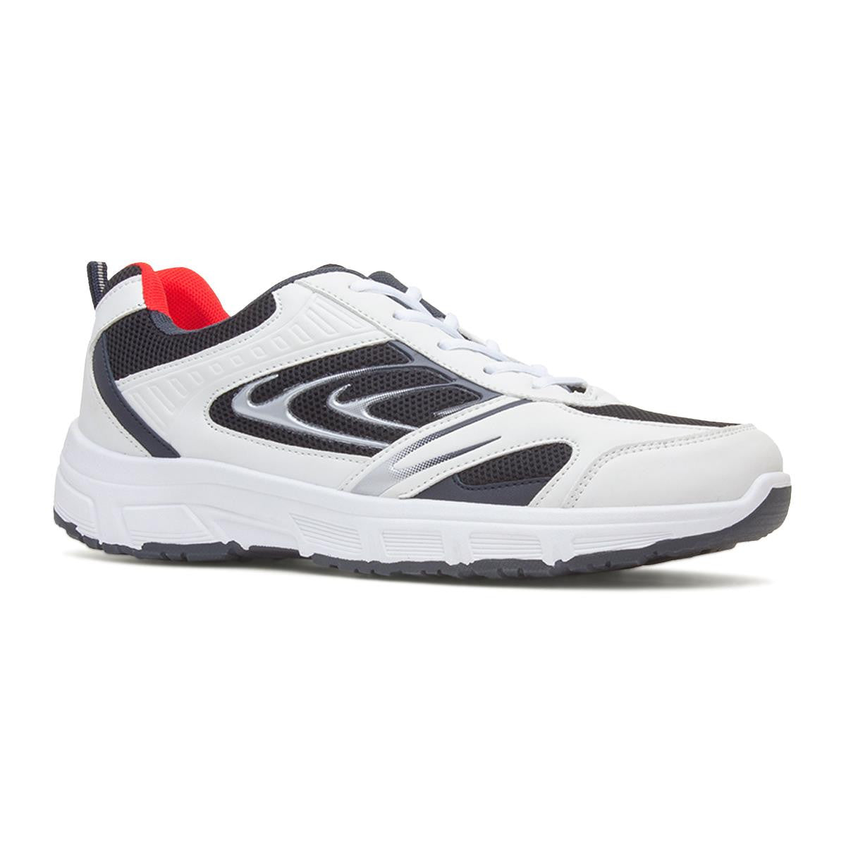 Mens Trainers White Adults Lace Up Navy Mesh Padded Ankle Collar Gripped SIZE