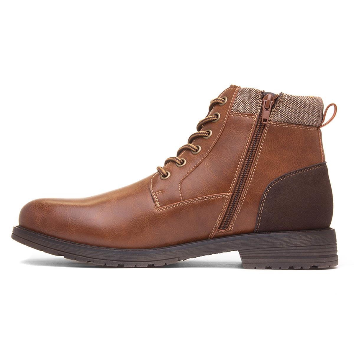 Beckett Mens Boots Tan Adults Ankle Lace Up Zip Up Padded Collar SIZE