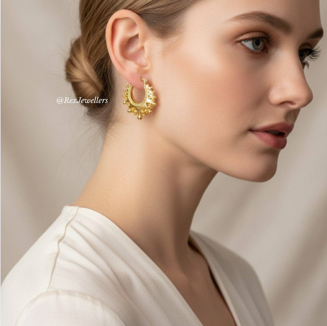 GOLD CREOLE EARRINGS HOOP GYPSY EARRINGS GOLD FILLED LARGE 3.5CM