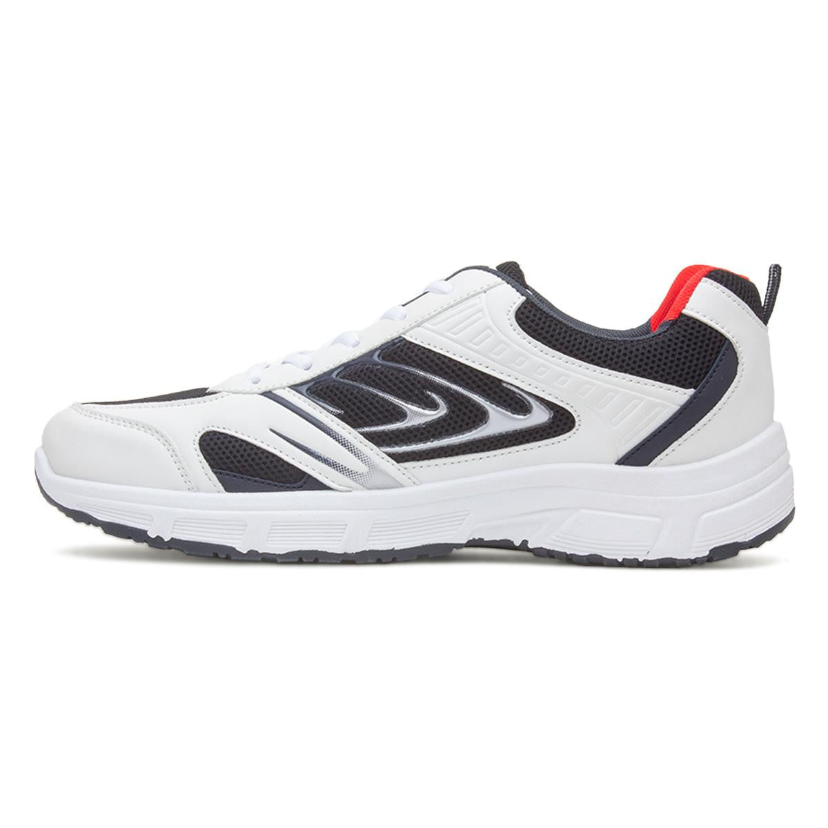 Mens Trainers White Adults Lace Up Navy Mesh Padded Ankle Collar Gripped SIZE