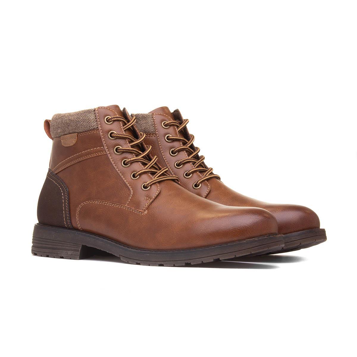 Beckett Mens Boots Tan Adults Ankle Lace Up Zip Up Padded Collar SIZE
