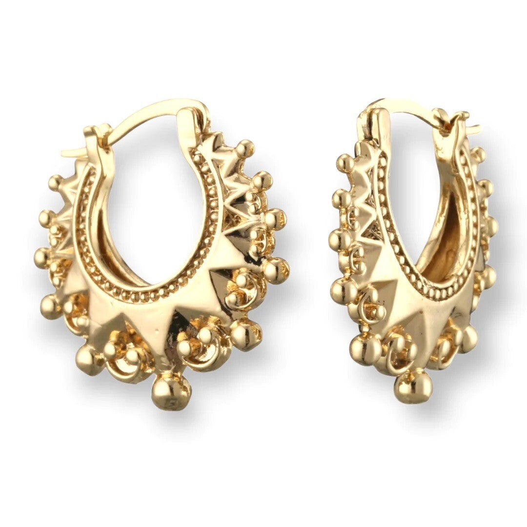 GOLD CREOLE EARRINGS HOOP GYPSY EARRINGS GOLD FILLED LARGE 3.5CM