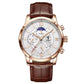 Teeflyer 12 Hours Moon Phase Quartz Wristwatch In Brown Leather Strap Men's Watch